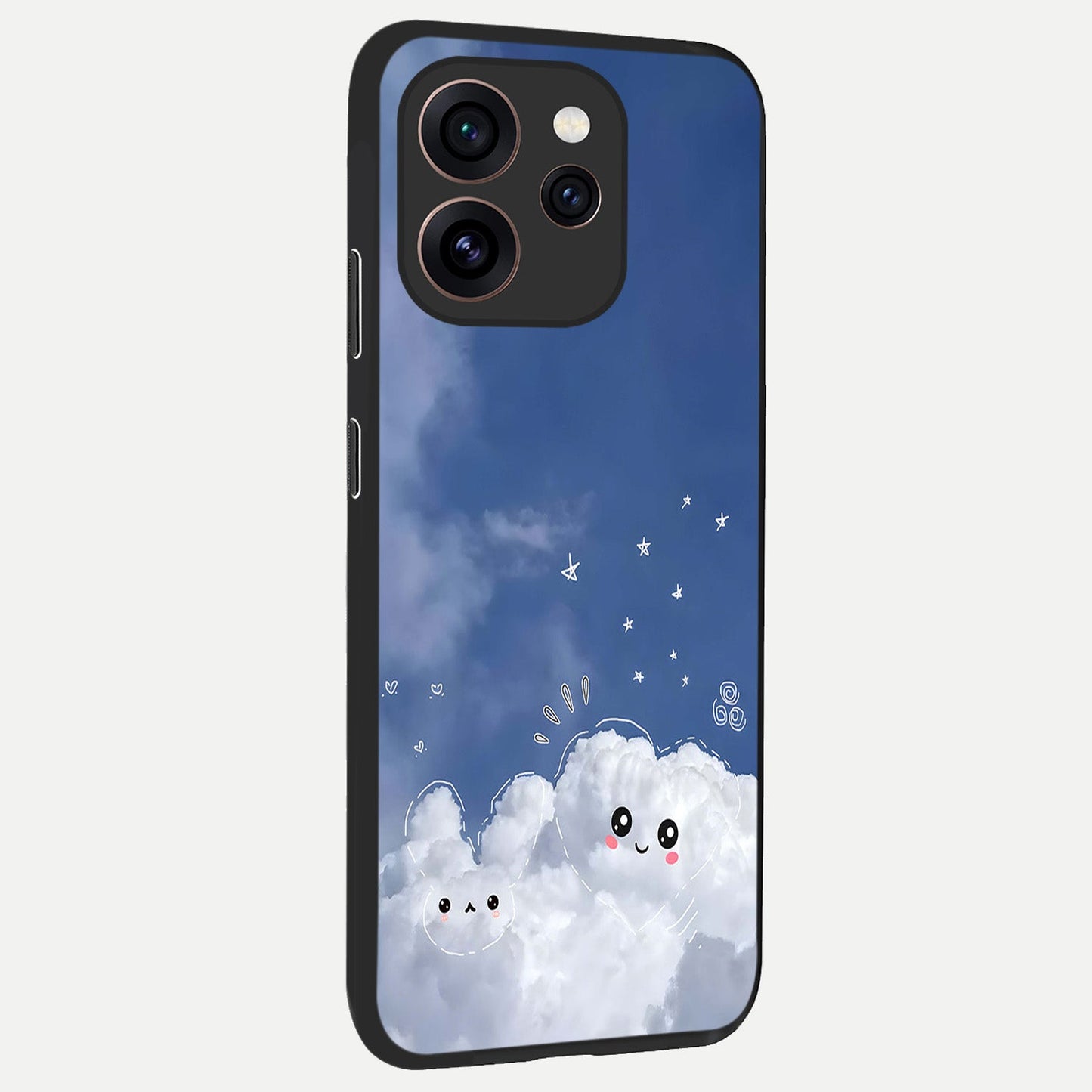 Cute Blossom Cloud back cover For Oppo Reno 15 Pro slim fit glass case with vibrant aesthetic design
