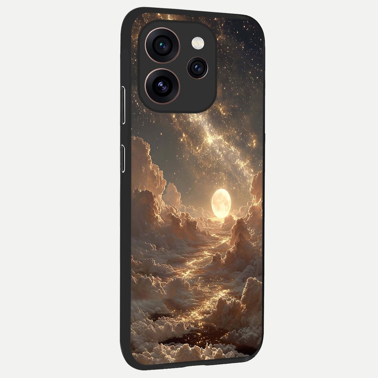 Golden Sky Dream back cover For Oppo Reno 15 Pro slim fit glass case with vibrant aesthetic design