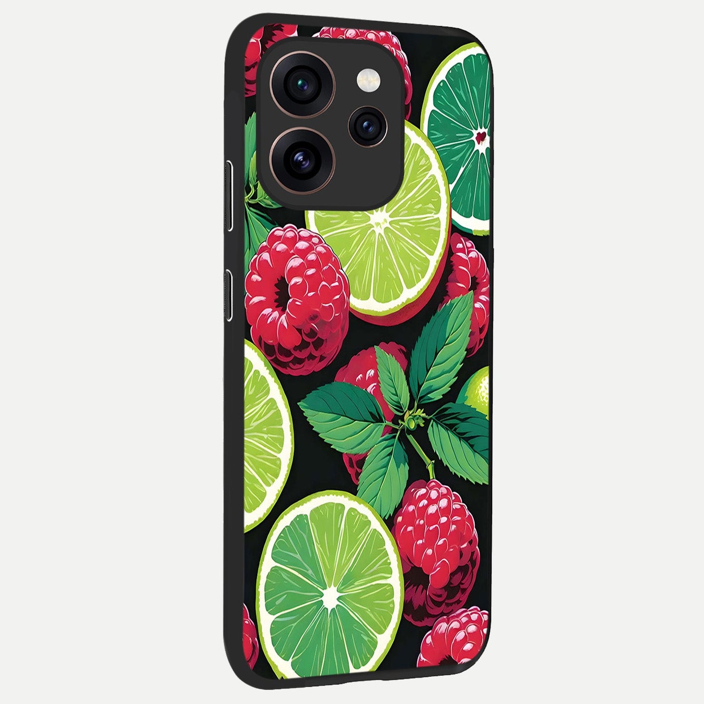 Lime and Raspberry Pattern back cover For Oppo Reno 15 Pro slim fit glass case with vibrant aesthetic design