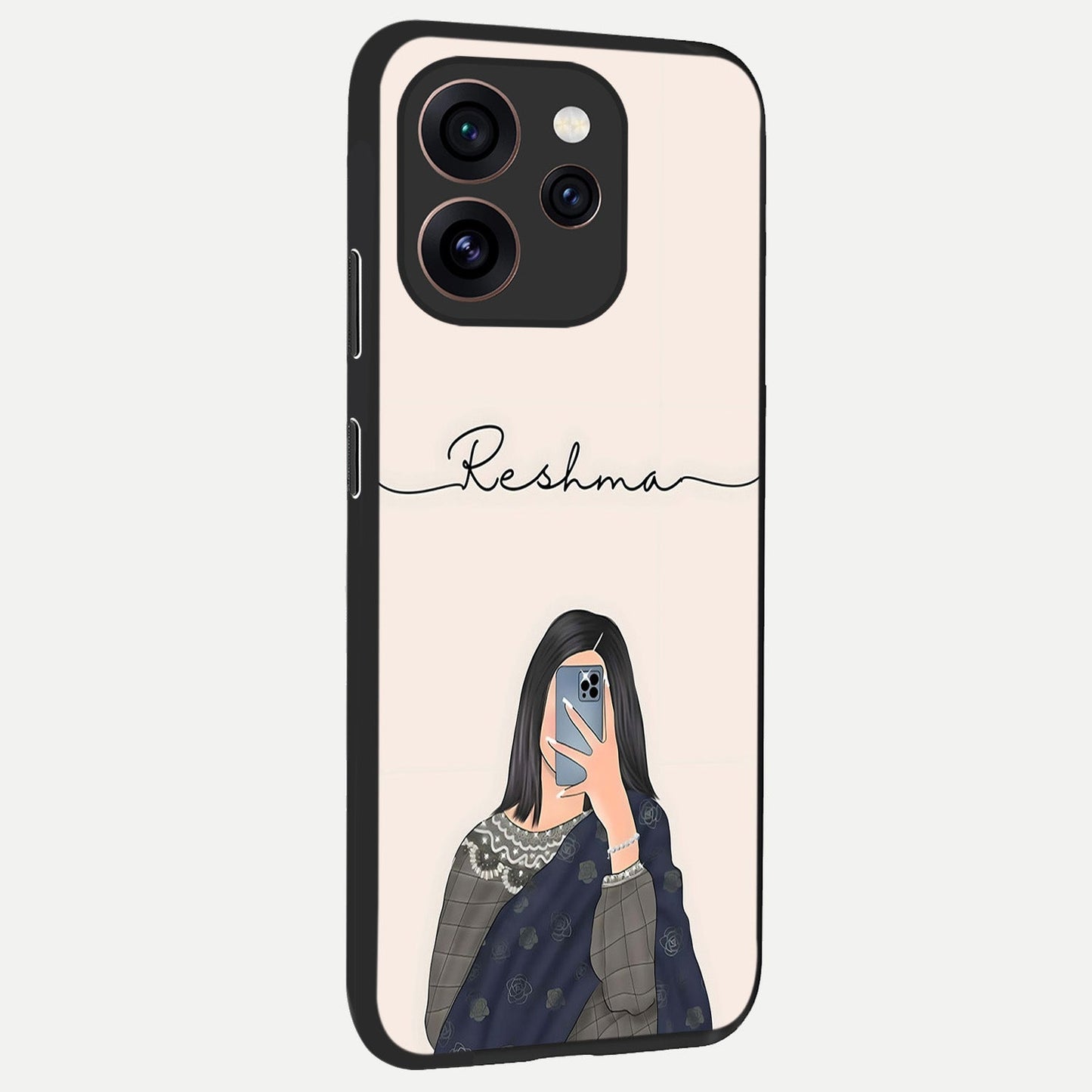Mirror Mood Muse With Custom Name back cover For Oppo Reno 15 Pro slim fit glass case with vibrant aesthetic design