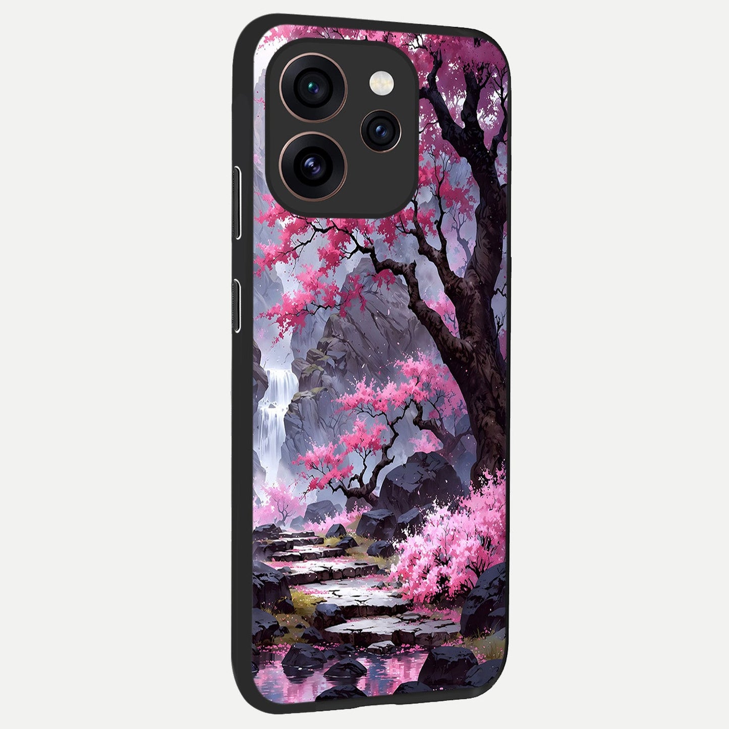 Pink Sunflower Glow back cover For Oppo Reno 15 Pro slim fit glass case with vibrant aesthetic design