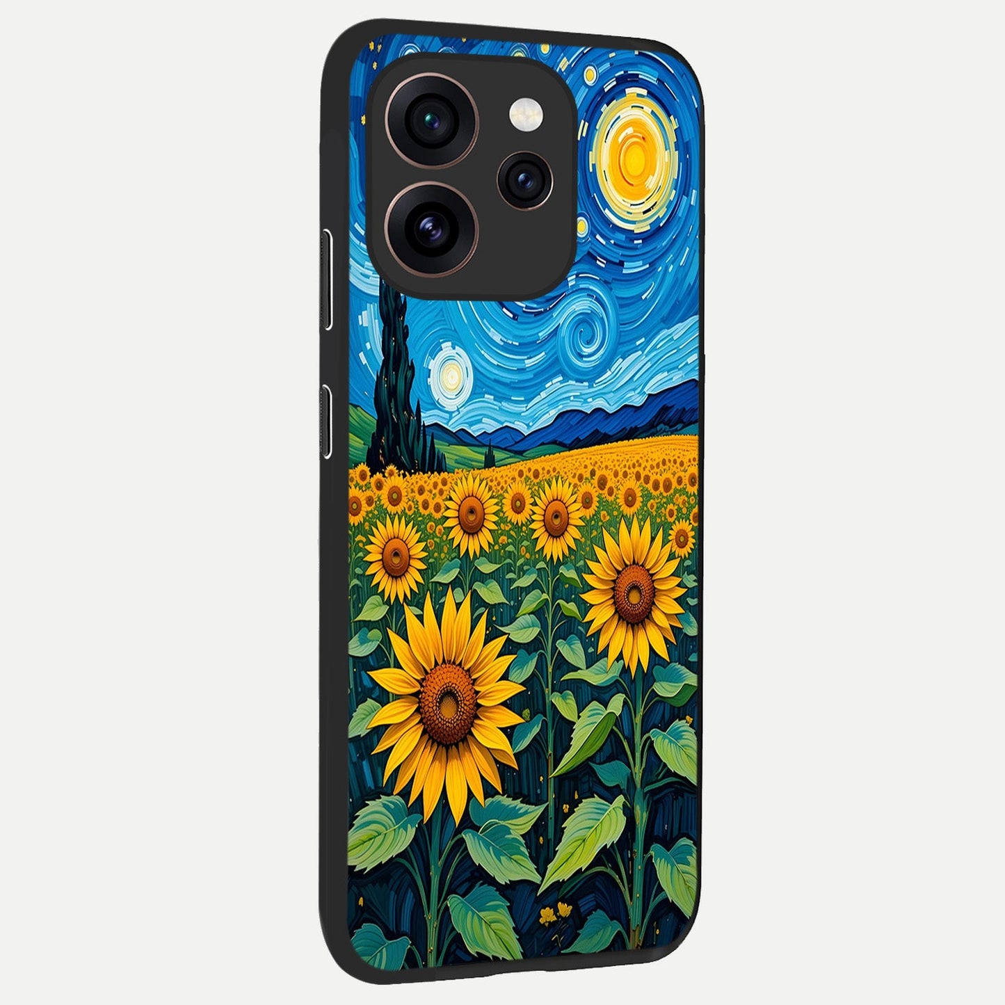 Starry Sunflower Dreams back cover For Oppo Reno 15 Pro slim fit glass case with vibrant aesthetic design