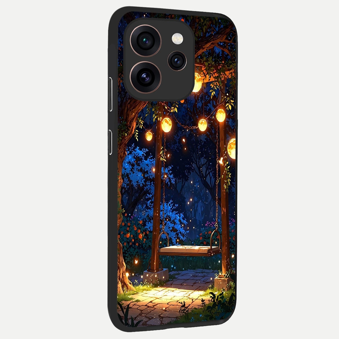 Twilight Garden Swing back cover For Oppo Reno 15 Pro slim fit glass case with vibrant aesthetic design