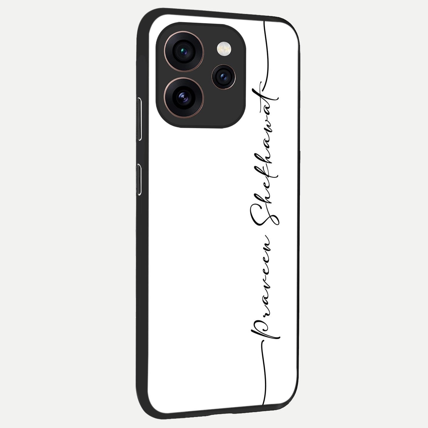 White Tune Custom Name back cover For Oppo Reno 15 Pro slim fit personalized glass case with aesthetic design