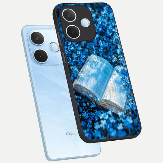 Blue Bloom Tales phone case For Oppo Reno 15 Pro mini showing premium glass back cover with detailed artwork