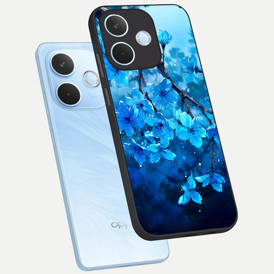 Blue Blossoms Branch phone case For Oppo Reno 15 Pro mini showing premium glass back cover with detailed artwork