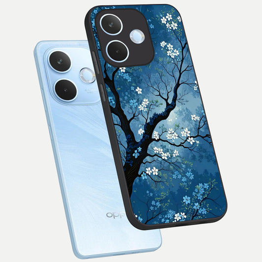 Blue Tree Serenity phone case For Oppo Reno 15 Pro mini showing premium glass back cover with detailed artwork