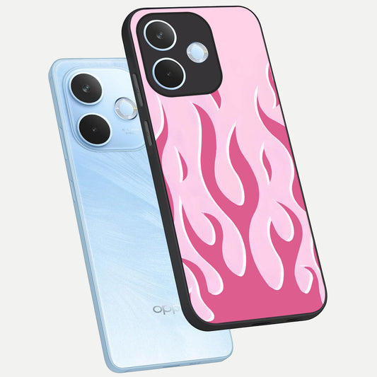 Blush Flame Energy phone case For Oppo Reno 15 Pro mini showing premium glass back cover with detailed artwork