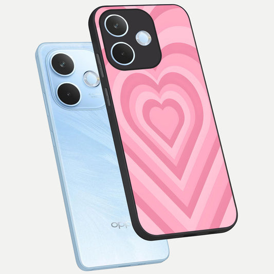 Blush Heart Waves phone case For Oppo Reno 15 Pro mini showing premium glass back cover with detailed artwork