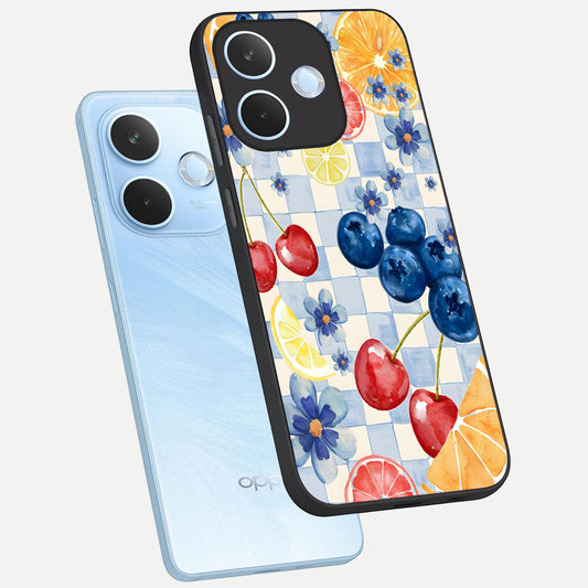 Citrus Bloom Joy phone case For Oppo Reno 15 Pro mini showing premium glass back cover with detailed artwork