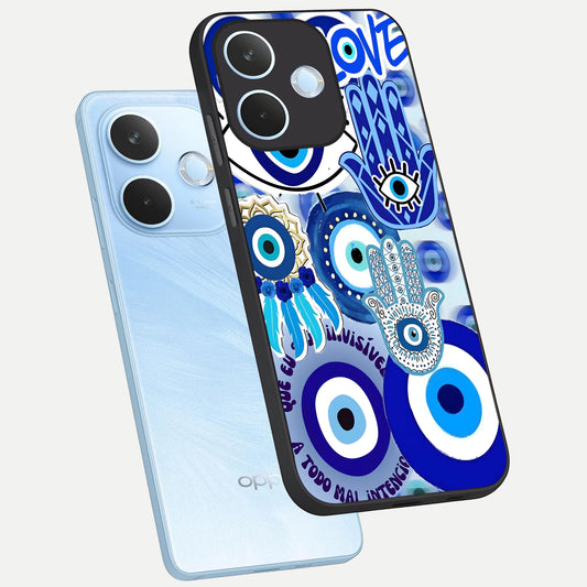 Evil Eyes Dream phone case For Oppo Reno 15 Pro mini showing premium glass back cover with detailed artwork