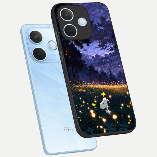 Firefly Meadow Magic phone case For Oppo Reno 15 Pro mini showing premium glass back cover with detailed artwork