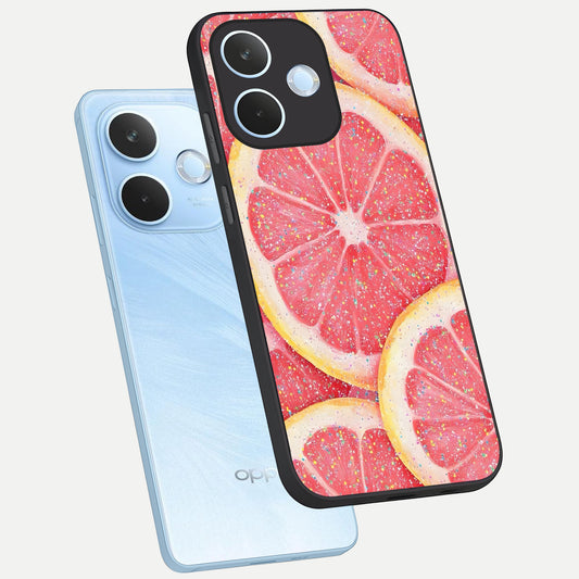 Glitter Grapefruit phone case For Oppo Reno 15 Pro mini showing premium glass back cover with detailed artwork