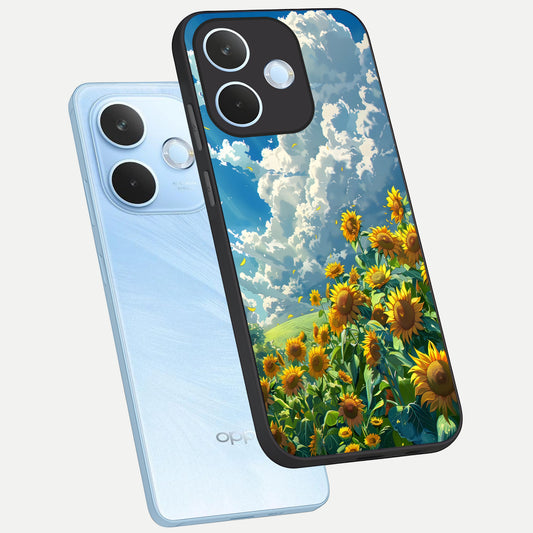 Golden Sun Glory phone case For Oppo Reno 15 Pro mini showing premium glass back cover with detailed artwork