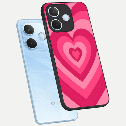 Layered Love Hearts phone case For Oppo Reno 15 Pro mini showing premium glass back cover with detailed artwork