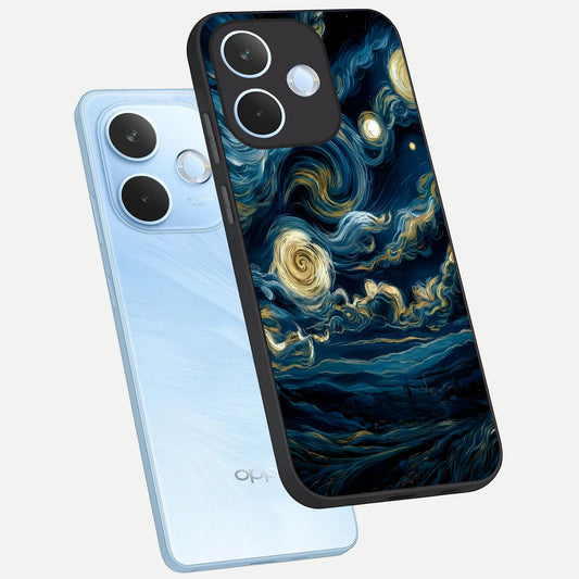 Midnight Sky Whirl phone case For Oppo Reno 15 Pro mini showing premium glass back cover with detailed artwork
