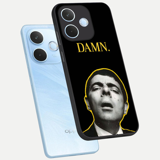 Mr Bean Damn phone case For Oppo Reno 15 Pro mini showing premium glass back cover with detailed artwork