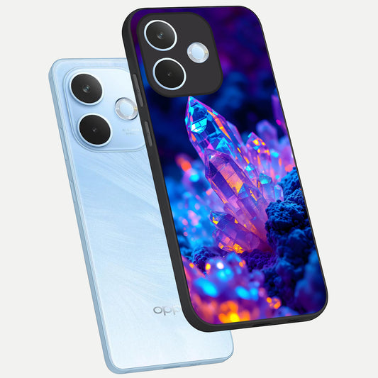 Neon Aura Shards phone case For Oppo Reno 15 Pro mini showing premium glass back cover with detailed artwork