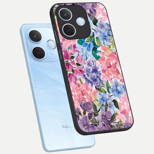 Pastel Floral Mix phone case For Oppo Reno 15 Pro mini showing premium glass back cover with detailed artwork