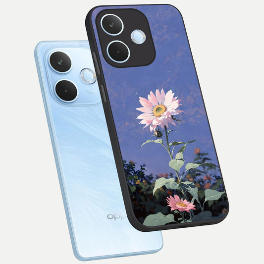 Pink Shells Outline phone case For Oppo Reno 15 Pro mini showing premium glass back cover with detailed artwork