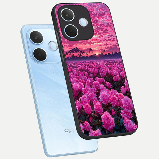 Rose Sunset Valley phone case For Oppo Reno 15 Pro mini showing premium glass back cover with detailed artwork