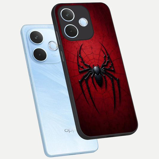 Superhero Web Emblem phone case For Oppo Reno 15 Pro mini showing premium glass back cover with detailed artwork