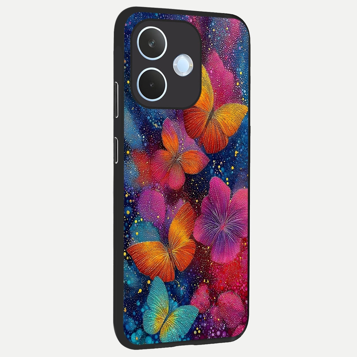 Butterfly Dream Mist back cover For Oppo Reno 15 Pro mini slim fit glass case with vibrant aesthetic design