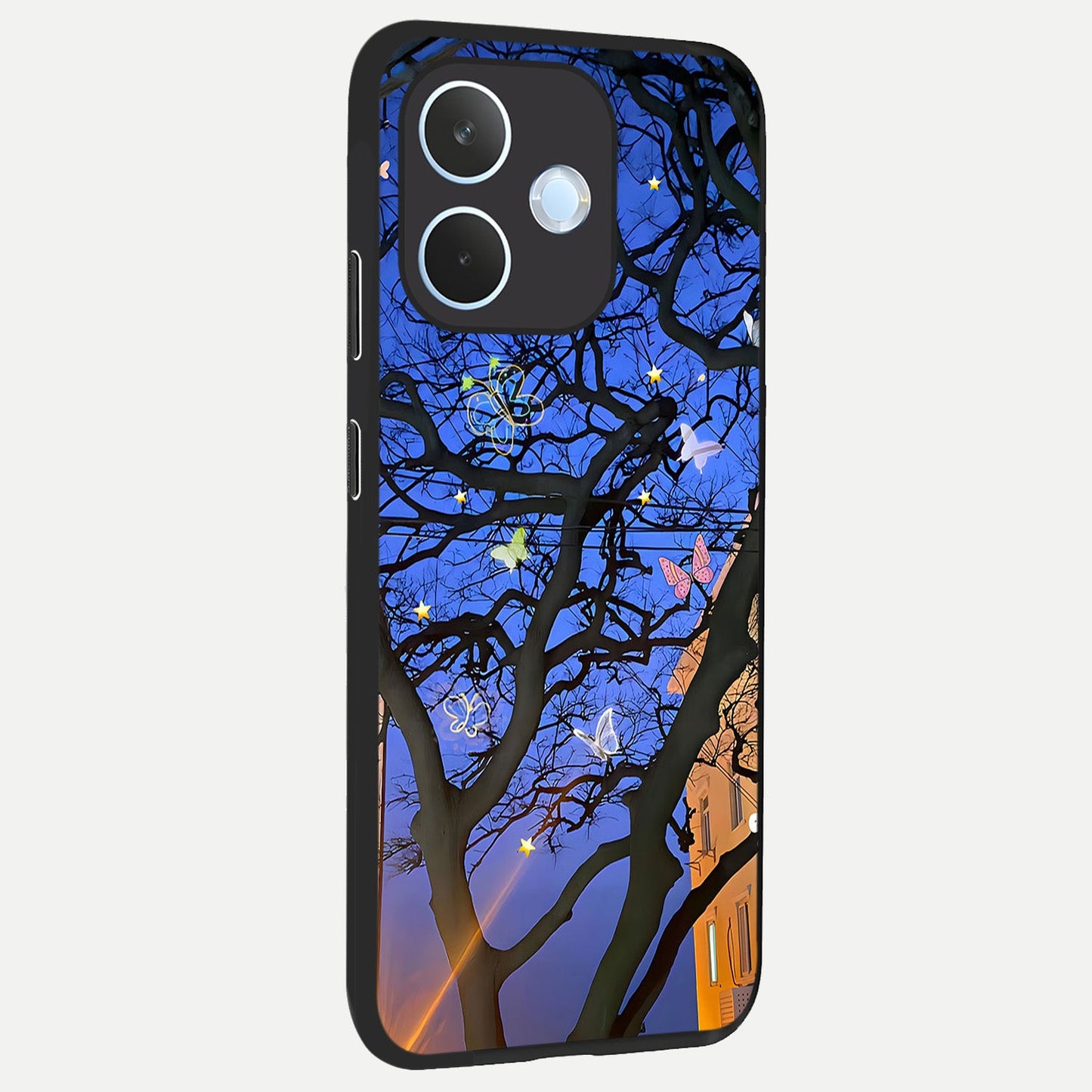 Butterfly Night Magic back cover For Oppo Reno 15 Pro mini slim fit glass case with vibrant aesthetic design