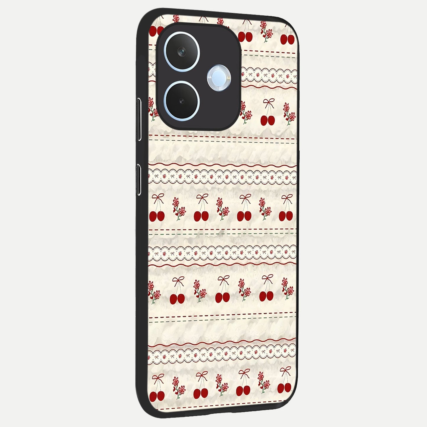Cherry Bloom Charm back cover For Oppo Reno 15 Pro mini slim fit glass case with vibrant aesthetic design