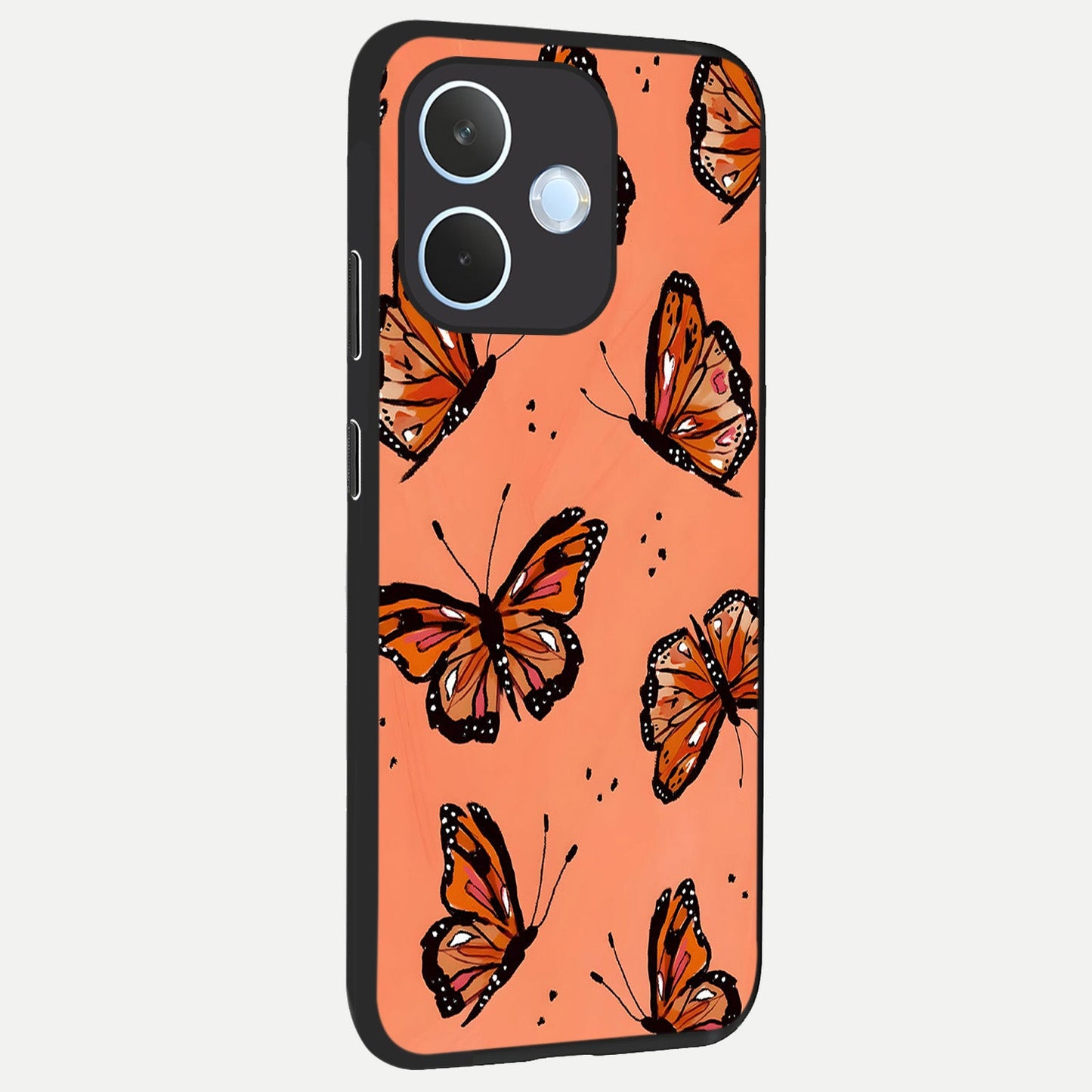 Coral Wing Butterfly back cover For Oppo Reno 15 Pro mini slim fit glass case with vibrant aesthetic design