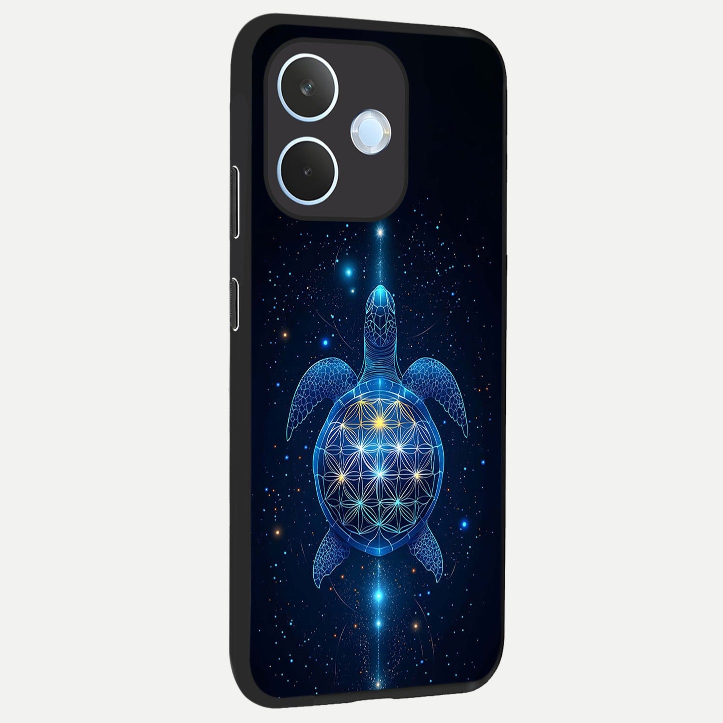 Crimson Blue Turtle back cover For Oppo Reno 15 Pro mini slim fit glass case with vibrant aesthetic design