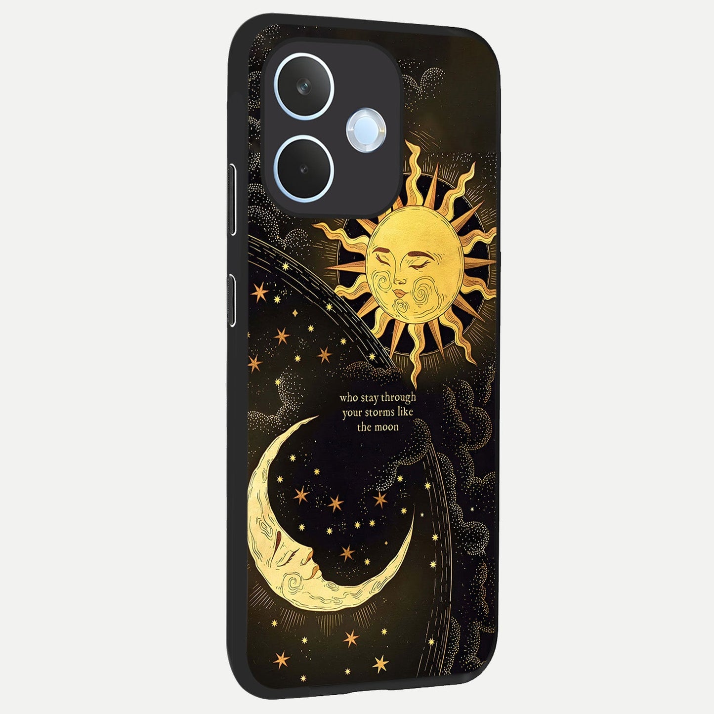 Golden Lunar Love back cover For Oppo Reno 15 Pro mini slim fit glass case with vibrant aesthetic design