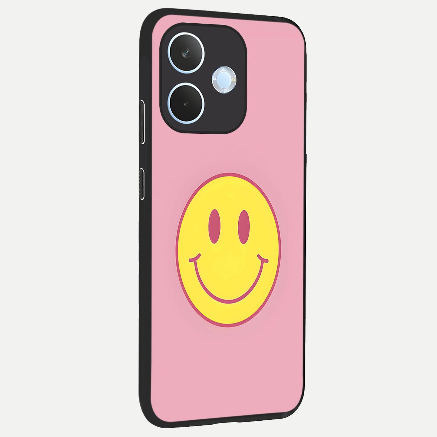 Happy Pink Mood back cover For Oppo Reno 15 Pro mini slim fit glass case with vibrant aesthetic design