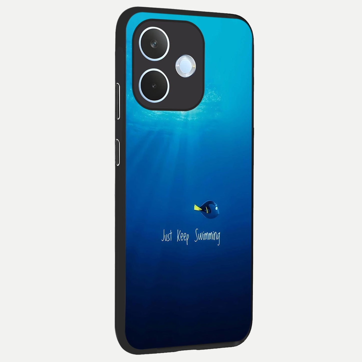Just Keep Swimming back cover For Oppo Reno 15 Pro mini slim fit glass case with vibrant aesthetic design