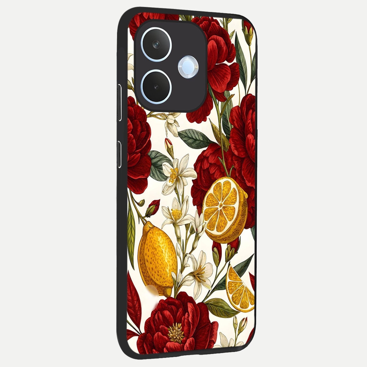 Lemon Rose Charm back cover For Oppo Reno 15 Pro mini slim fit glass case with vibrant aesthetic design
