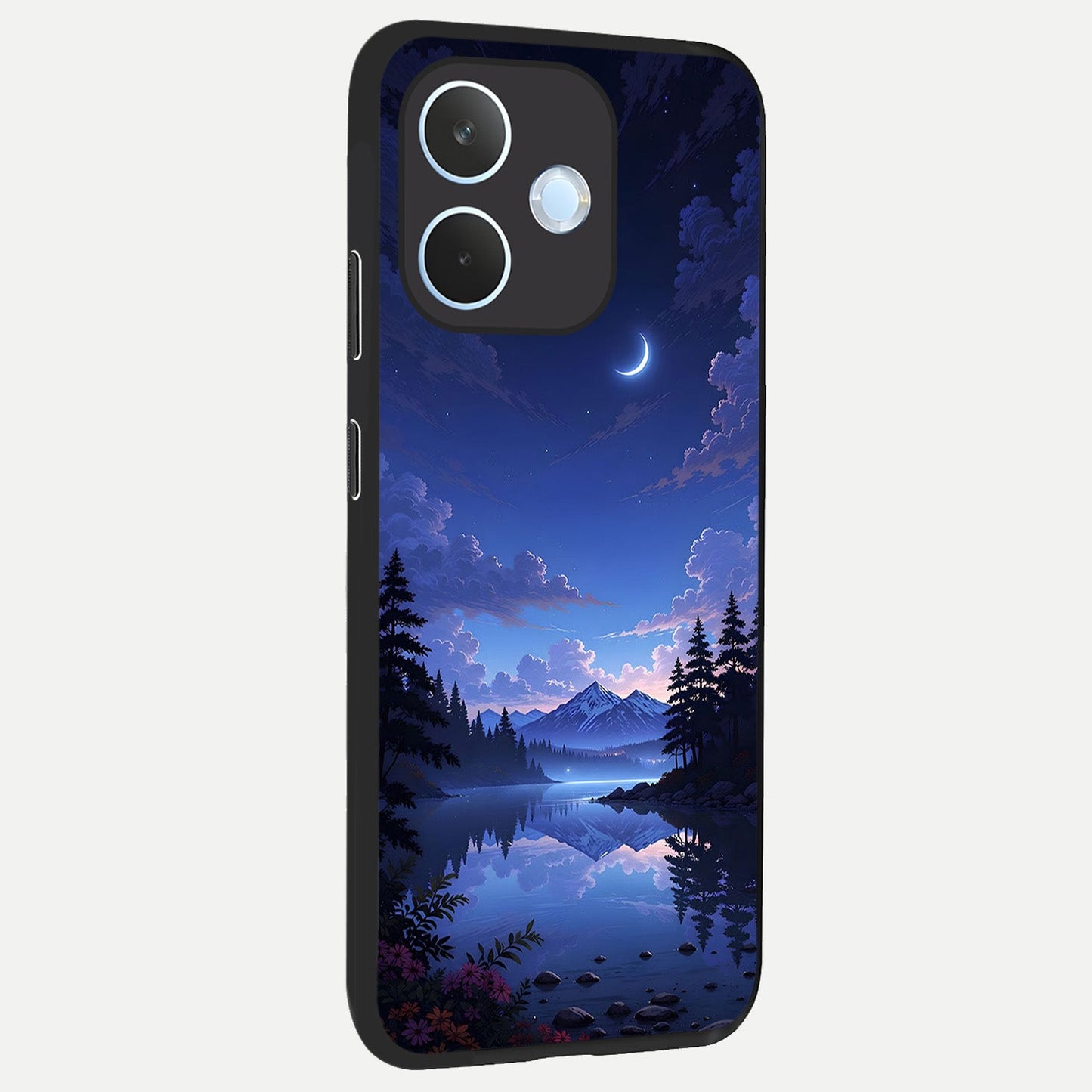 Midnight Lake Peace back cover For Oppo Reno 15 Pro mini slim fit glass case with vibrant aesthetic design