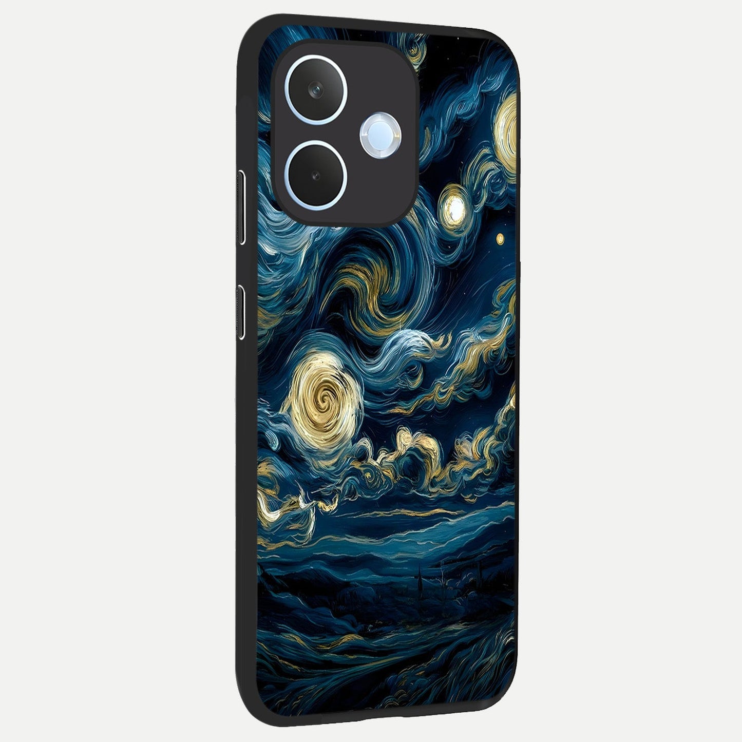Midnight Sky Whirl back cover For Oppo Reno 15 Pro mini slim fit glass case with vibrant aesthetic design