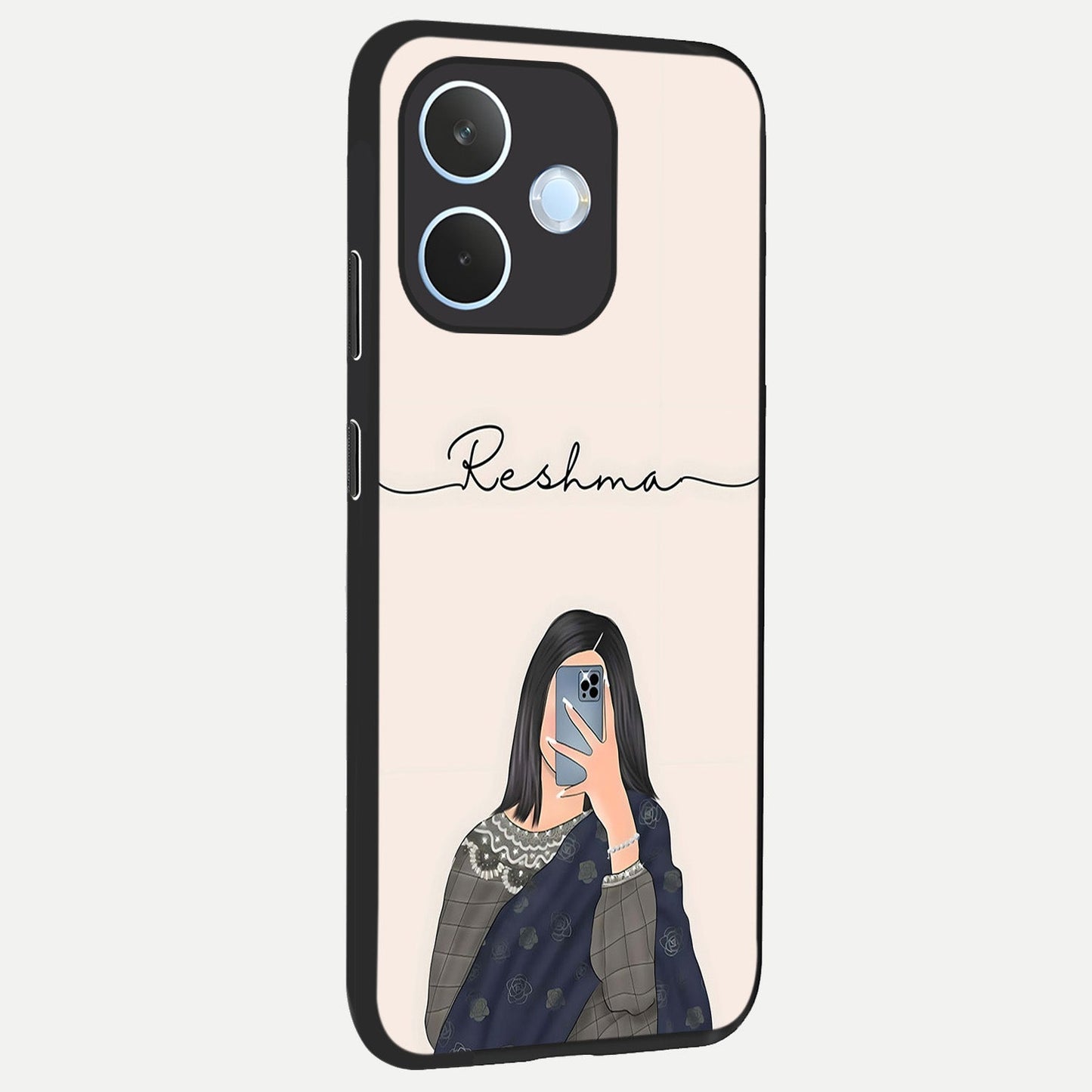Mirror Mood Muse With Custom Name back cover For Oppo Reno 15 Pro mini slim fit glass case with vibrant aesthetic design