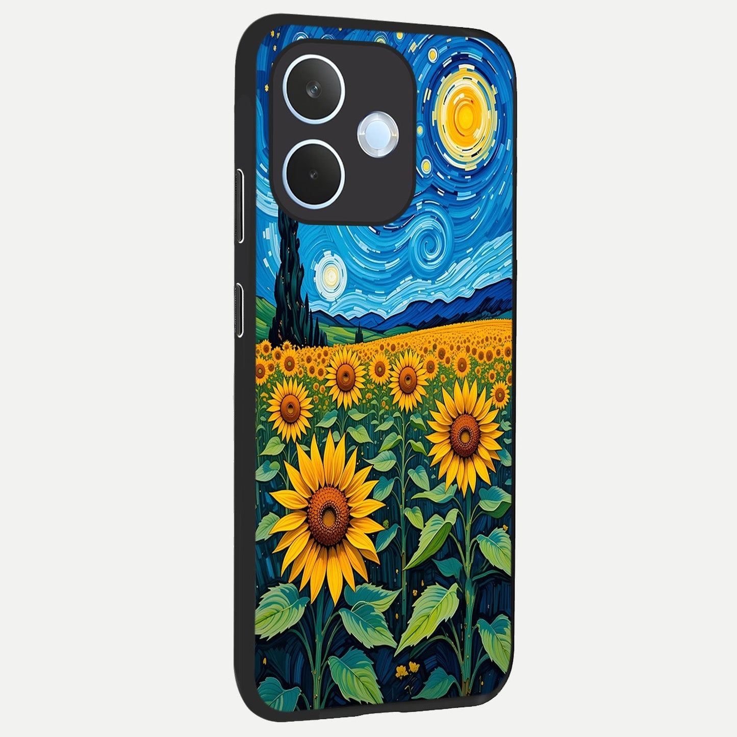 Starry Sunflower Dreams back cover For Oppo Reno 15 Pro mini slim fit glass case with vibrant aesthetic design