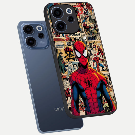 Aesthetic Spider phone case For Oppo Reno 15c showing premium glass back cover with detailed artwork