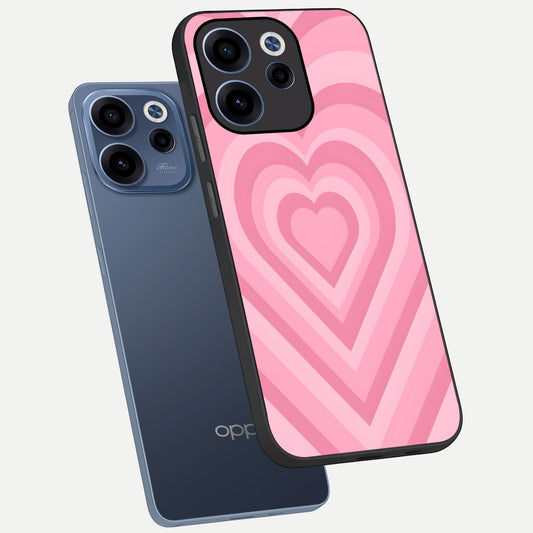 Blush Heart Waves phone case For Oppo Reno 15c showing premium glass back cover with detailed artwork