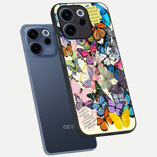 Butterflies Petal Dream phone case For Oppo Reno 15c showing premium glass back cover with detailed artwork