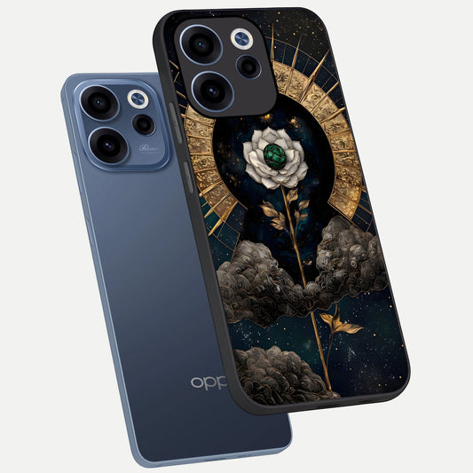 Celestial Lotus Morang phone case For Oppo Reno 15c showing premium glass back cover with detailed artwork