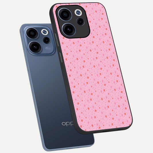 Cosmic Pink Sparkle phone case For Oppo Reno 15c showing premium glass back cover with detailed artwork