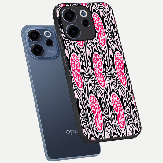 Crimson Paisley Charm phone case For Oppo Reno 15c showing premium glass back cover with detailed artwork