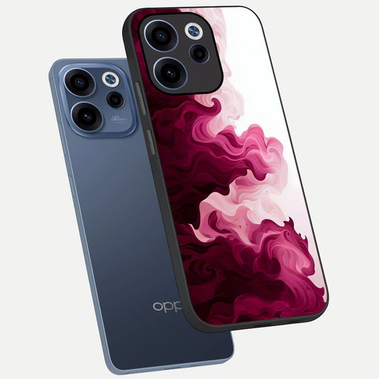 Crimson Wave Flow phone case For Oppo Reno 15c showing premium glass back cover with detailed artwork