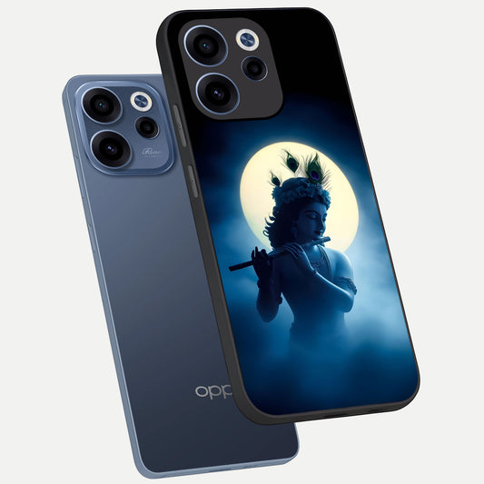 Divine Moon Flute phone case For Oppo Reno 15c showing premium glass back cover with detailed artwork