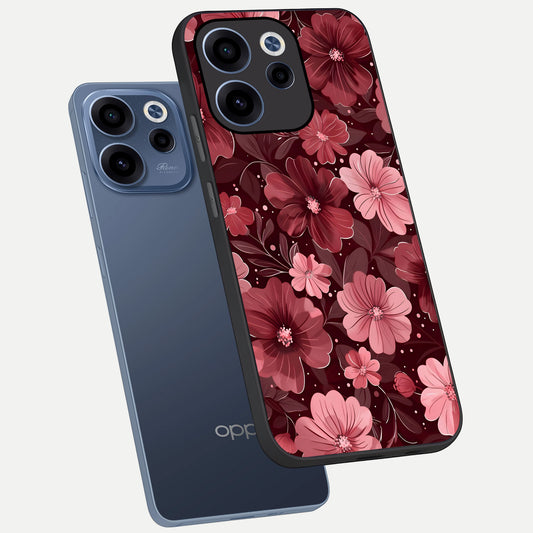 Flower Blush Bloom phone case For Oppo Reno 15c showing premium glass back cover with detailed artwork