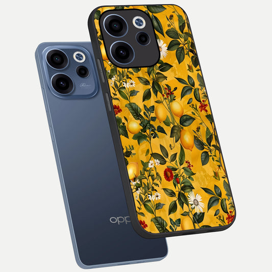Golden Lemon Field phone case For Oppo Reno 15c showing premium glass back cover with detailed artwork