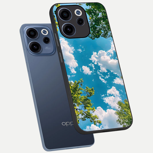 Green Moon Energy phone case For Oppo Reno 15c showing premium glass back cover with detailed artwork